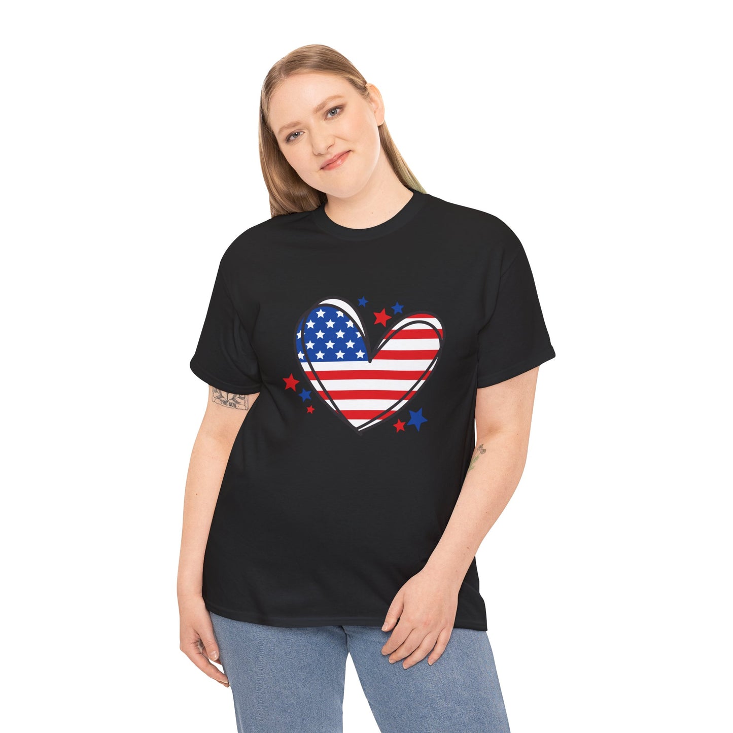 Princess Grace Patriotic Heart Unisex Heavy Cotton Tee USA Love T-Shirt