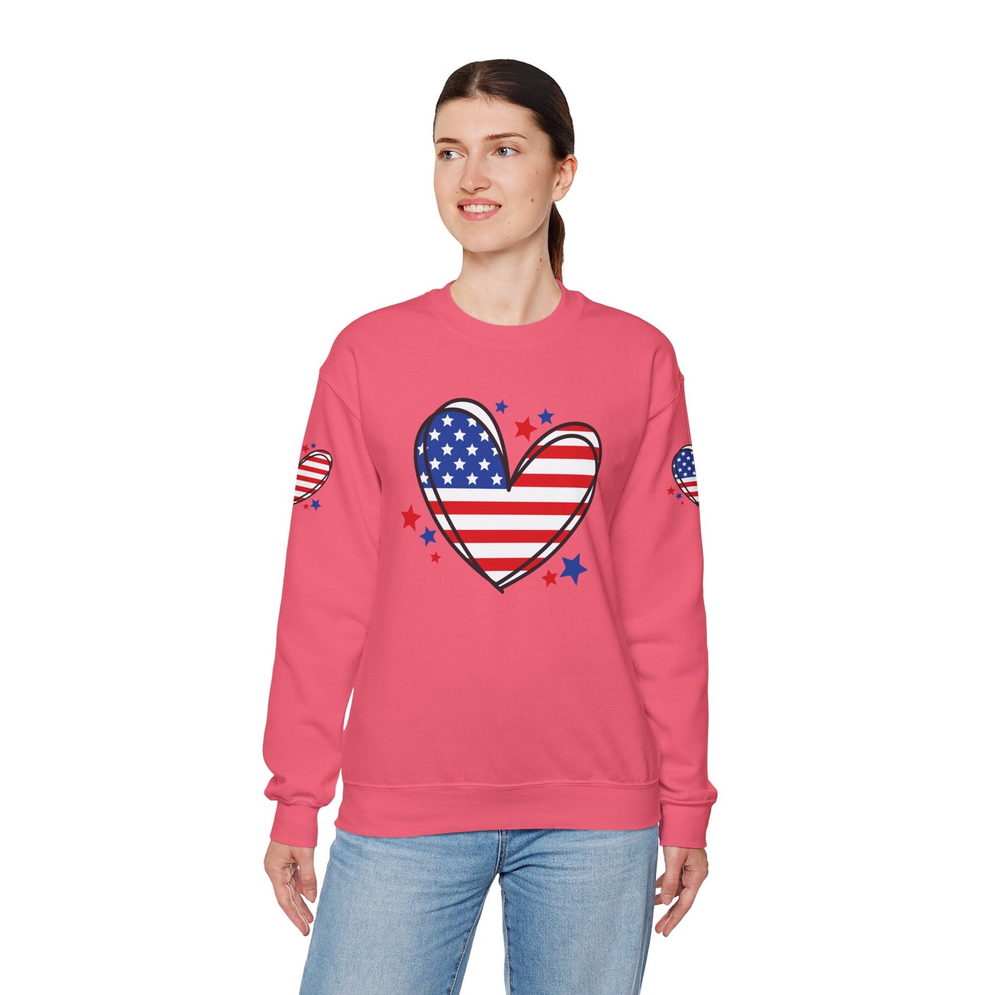Princess Grace Patriotic Heart Crewneck Sweatshirt