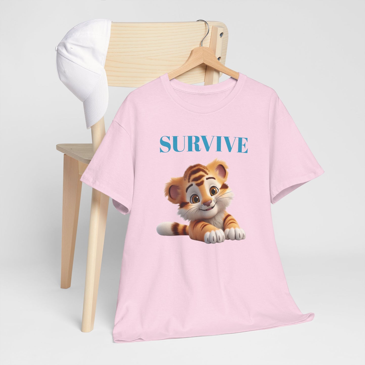 Princess Grace Survive Tiger Unisex Heavy Cotton Tee Cute Animal Graphic