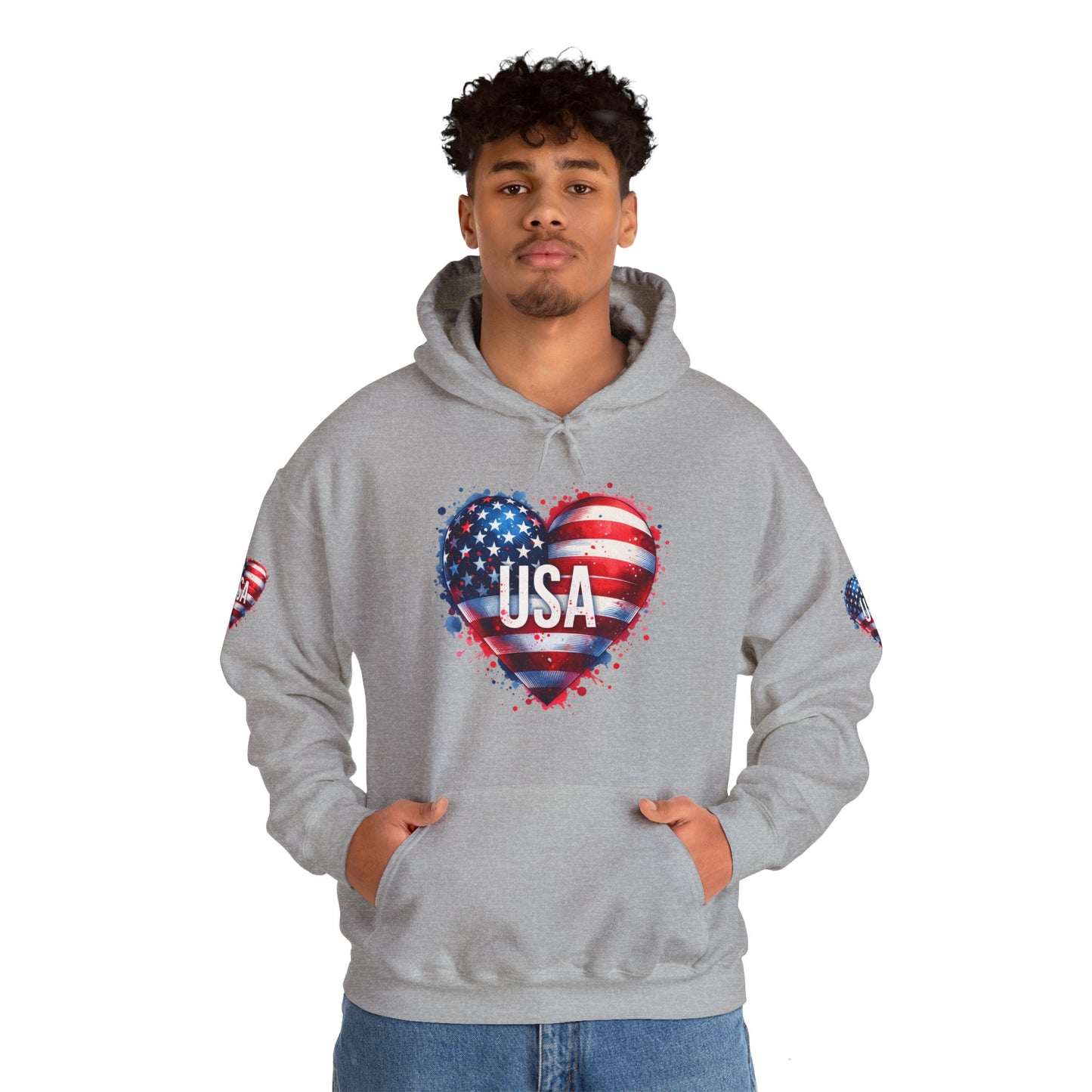 Princess Grace Patriotic Heart Hoodie for USA Lovers Unisex Heavy Blend