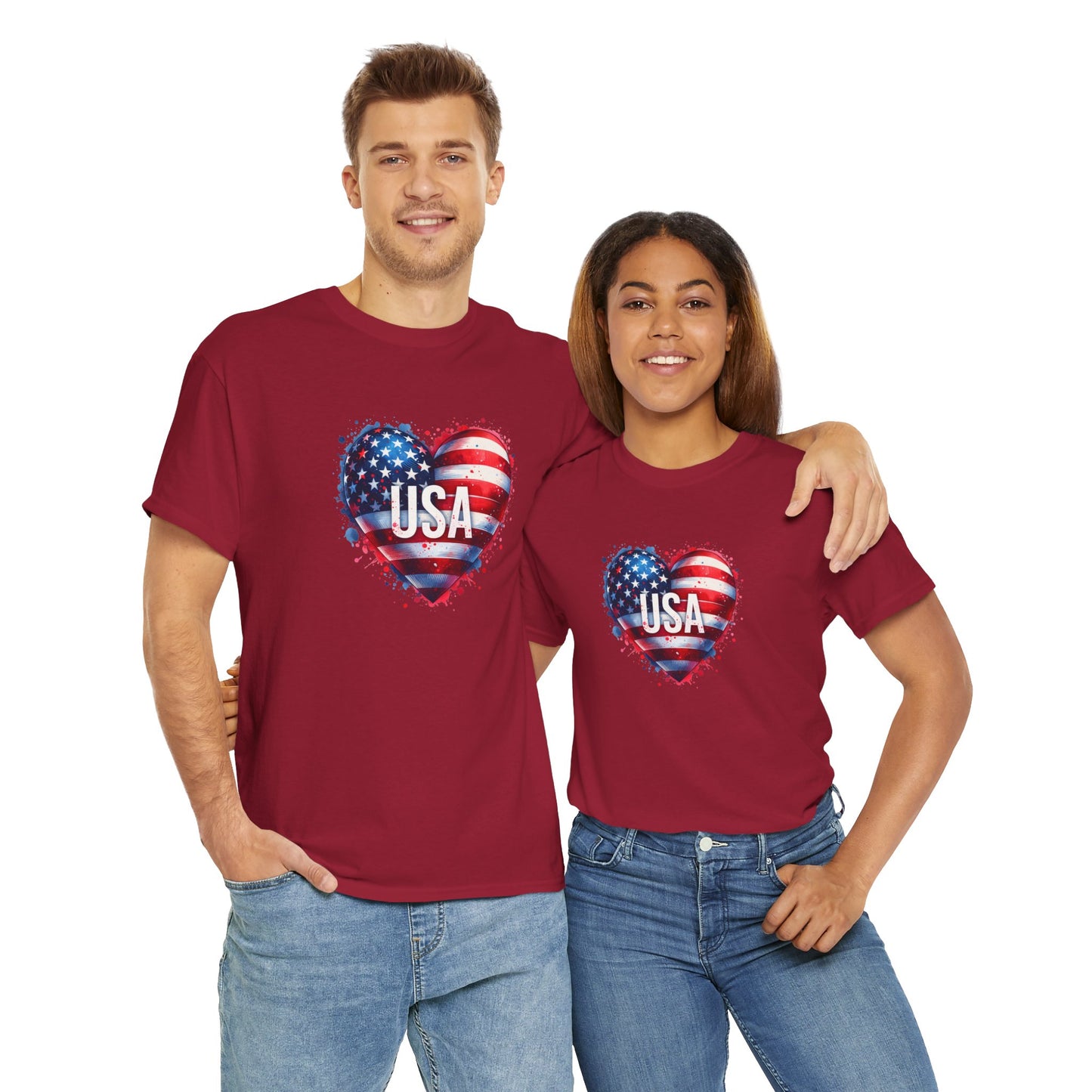 Princess Grace Patriotic Heart Unisex Cotton Tee USA Freedom Shirt