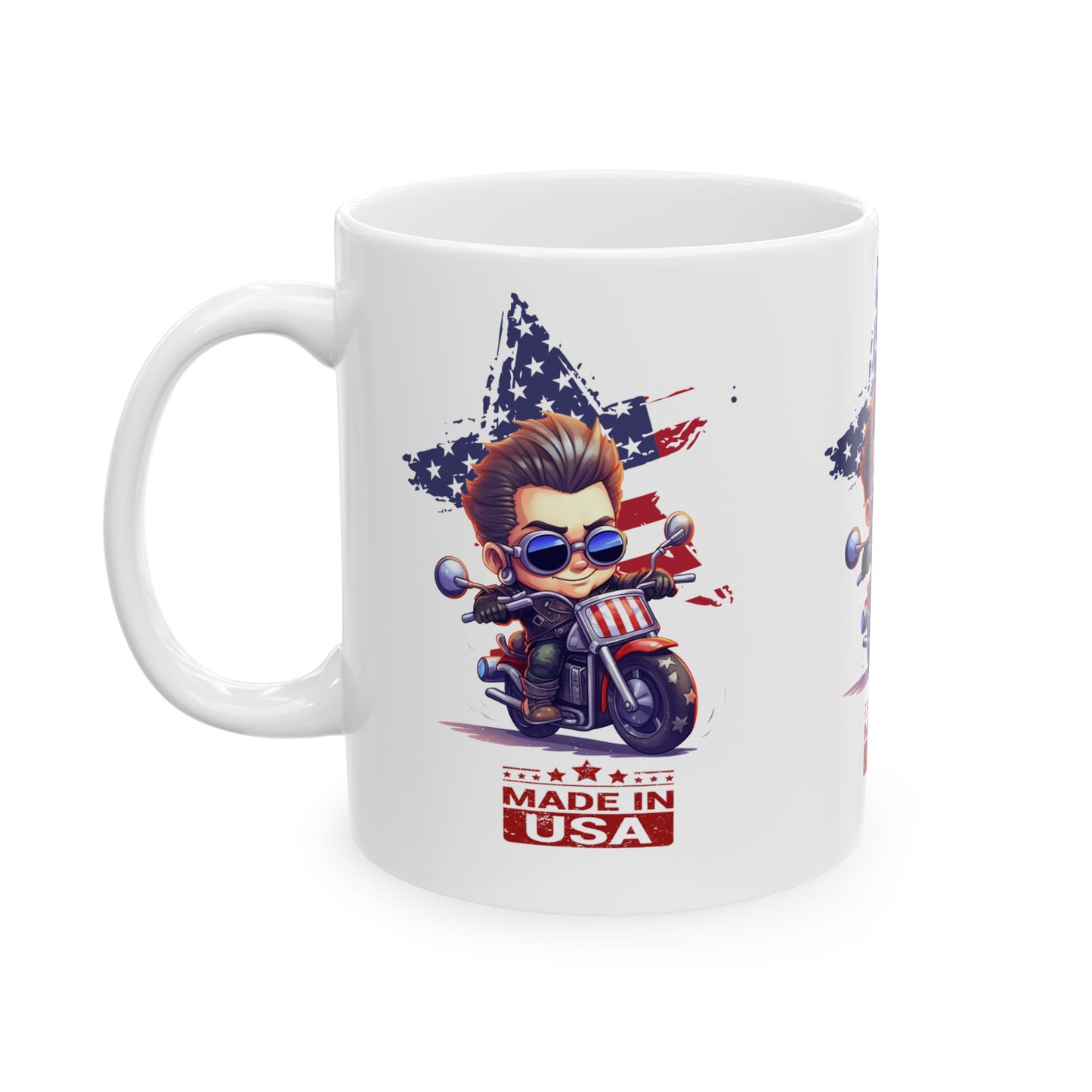 Princess Grace Patriotic Biker Ceramic Mug Made in USA Design (11oz & 15oz)