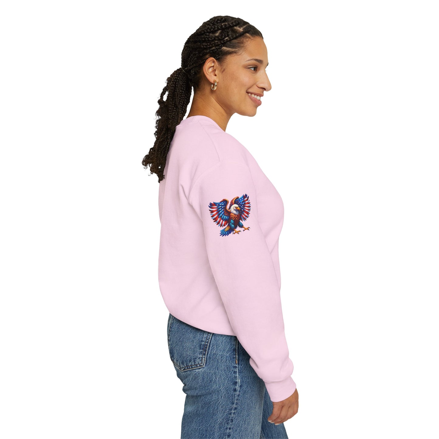 Princess Grace Eagle Wings Unisex Crewneck Sweatshirt Patriotic Graphic Pullover