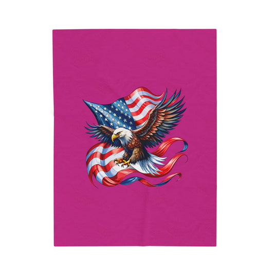 Princess Grace  Patriotic Eagle Velveteen Plush Blanket Soft Cozy Throw for Holidays