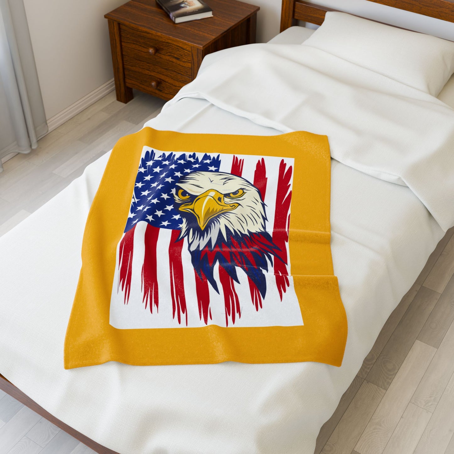 Princess Grace  Patriotic Eagle Velveteen Plush Blanket  Cozy USA Flag Throw for Independence Day and All-American Celebrations