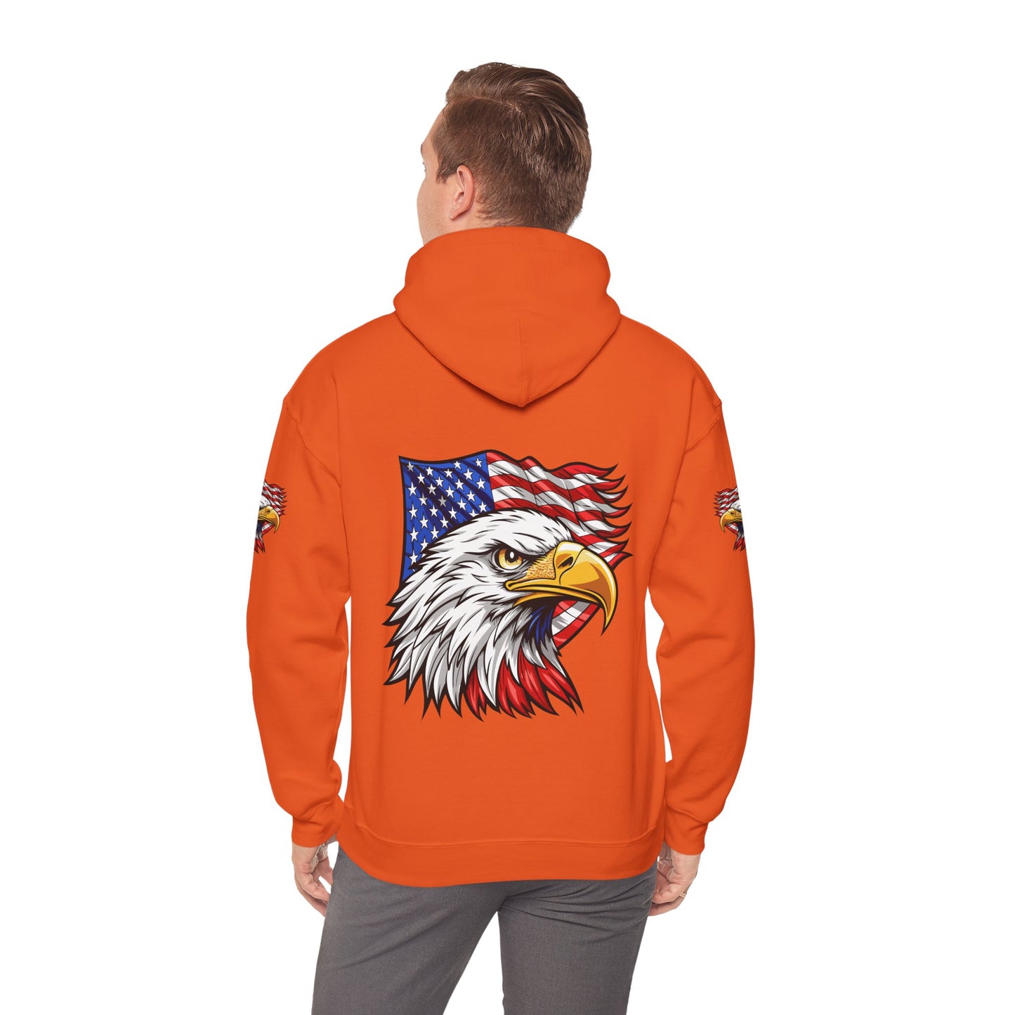 Princess Grace Patriotic Eagle Hoodie Unisex Heavy Blend Sweatshirt with American Flag Design
