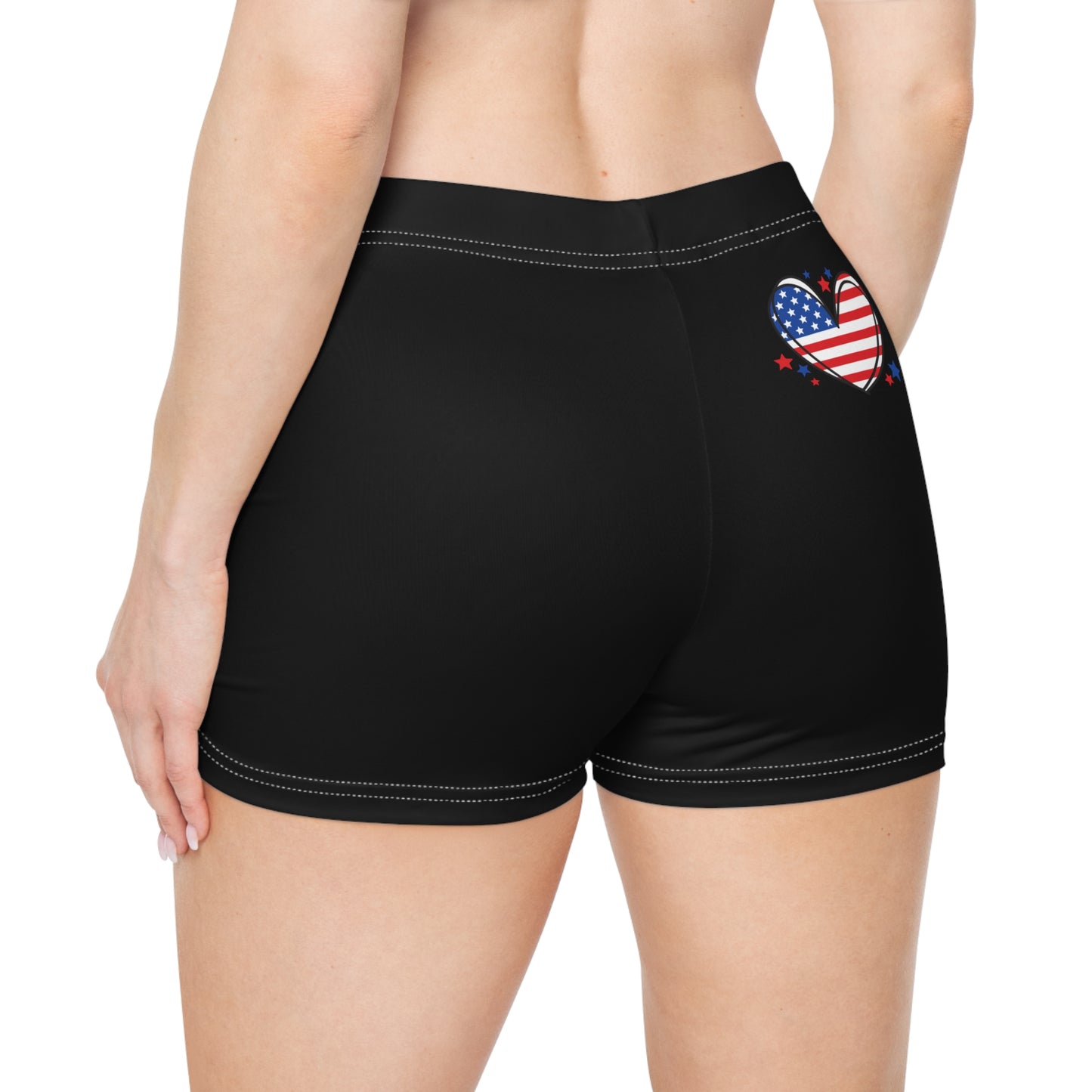Princess Grace Patriotic Women's Shorts American Heart Design for Summer Celebrations