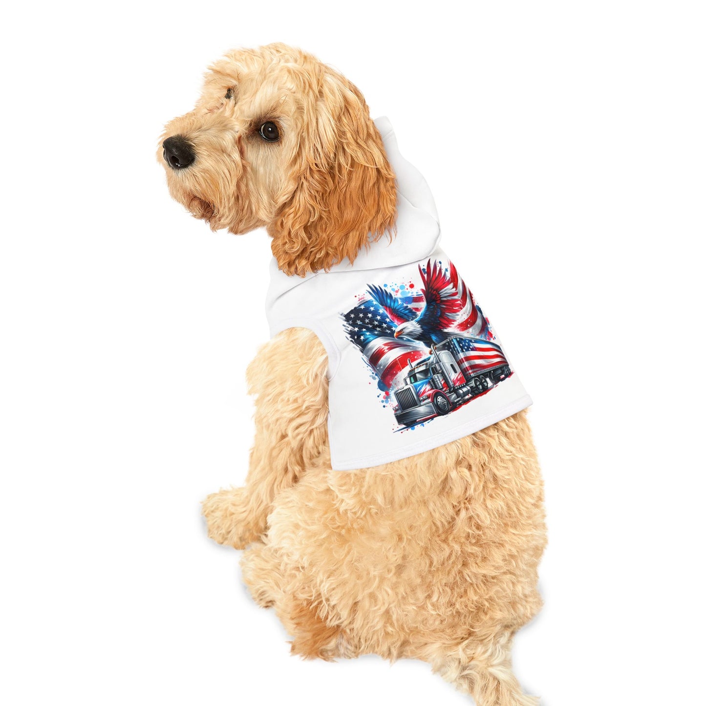 Princess Grace Patriotic Pet Hoodie American Eagle & Truck Design