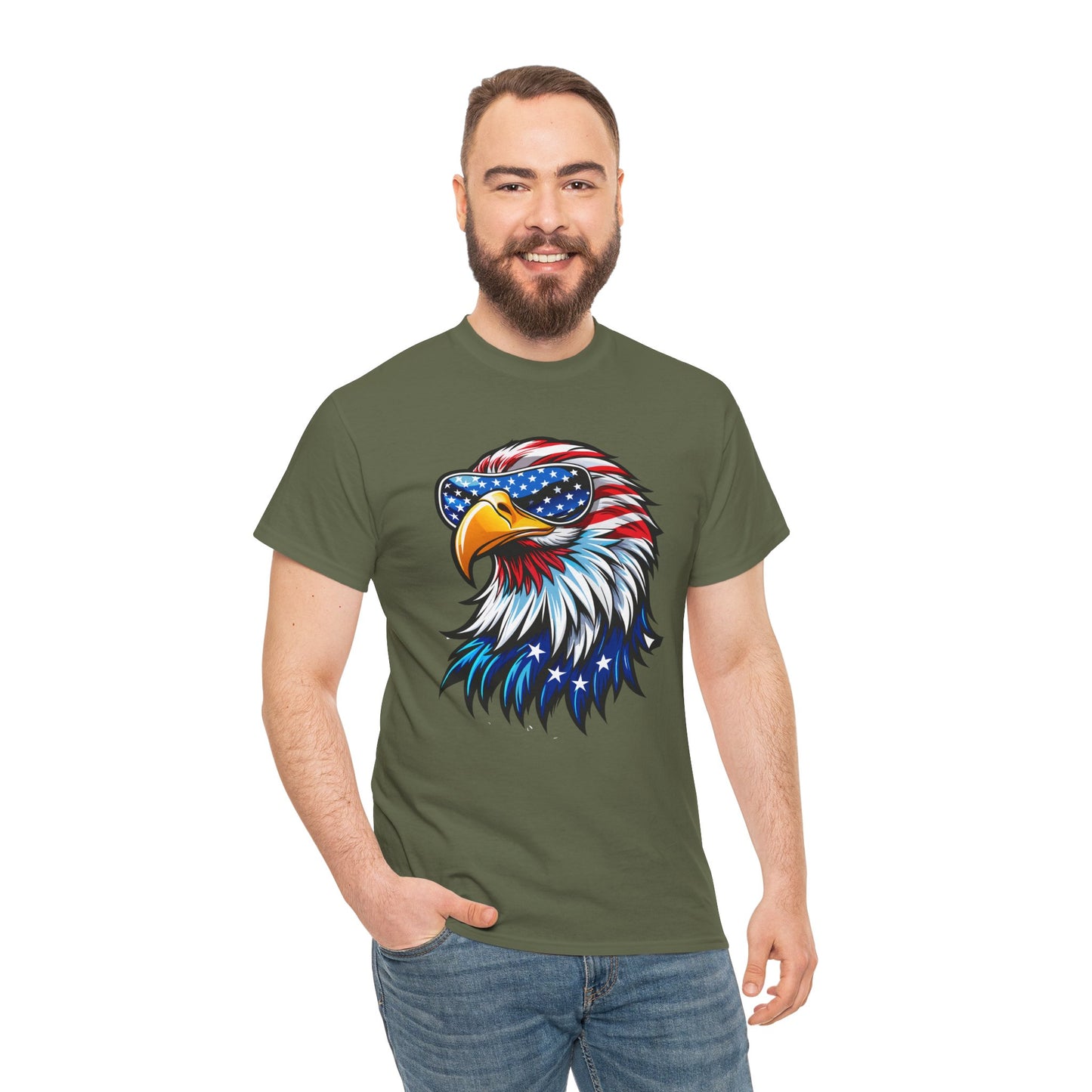 Princess Grace Patriotic Eagle Unisex Heavy Cotton Tee 4th of July Spirit