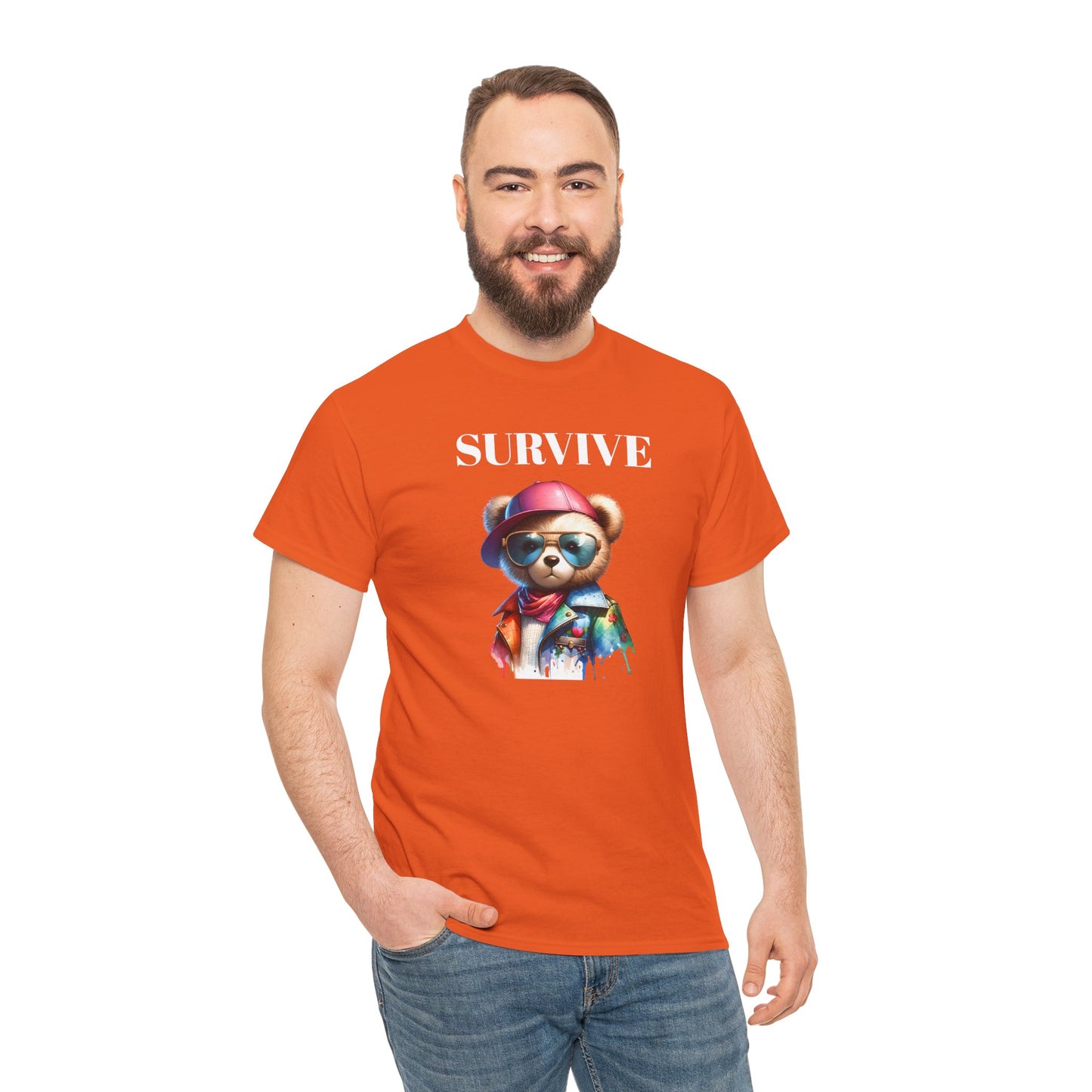 Princess Grace Survive Bear Unisex Heavy Cotton Tee Cool Graphic T-Shirt for Casual Style