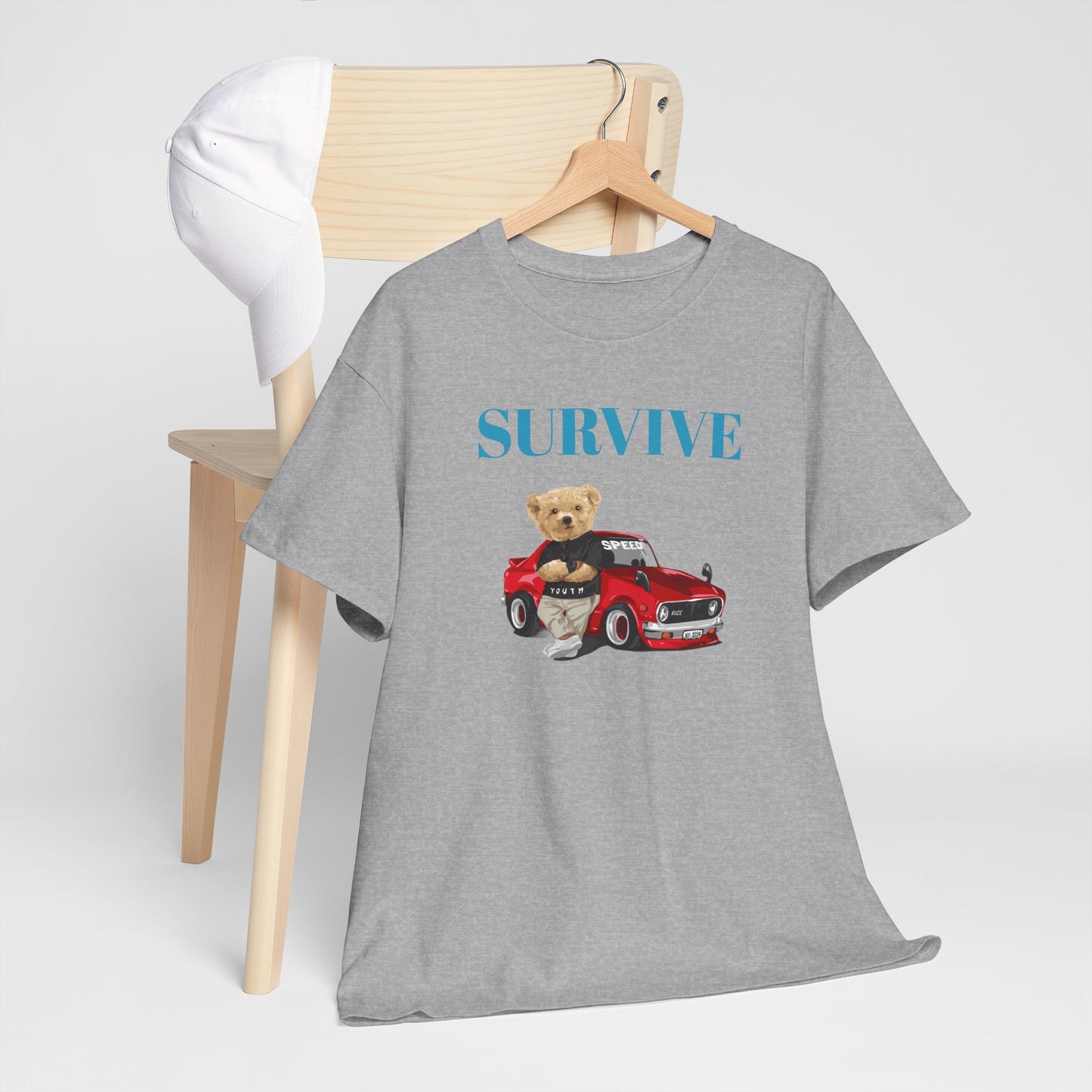 Princess Grace Survive Bear Graphic Unisex Heavy Cotton Tee