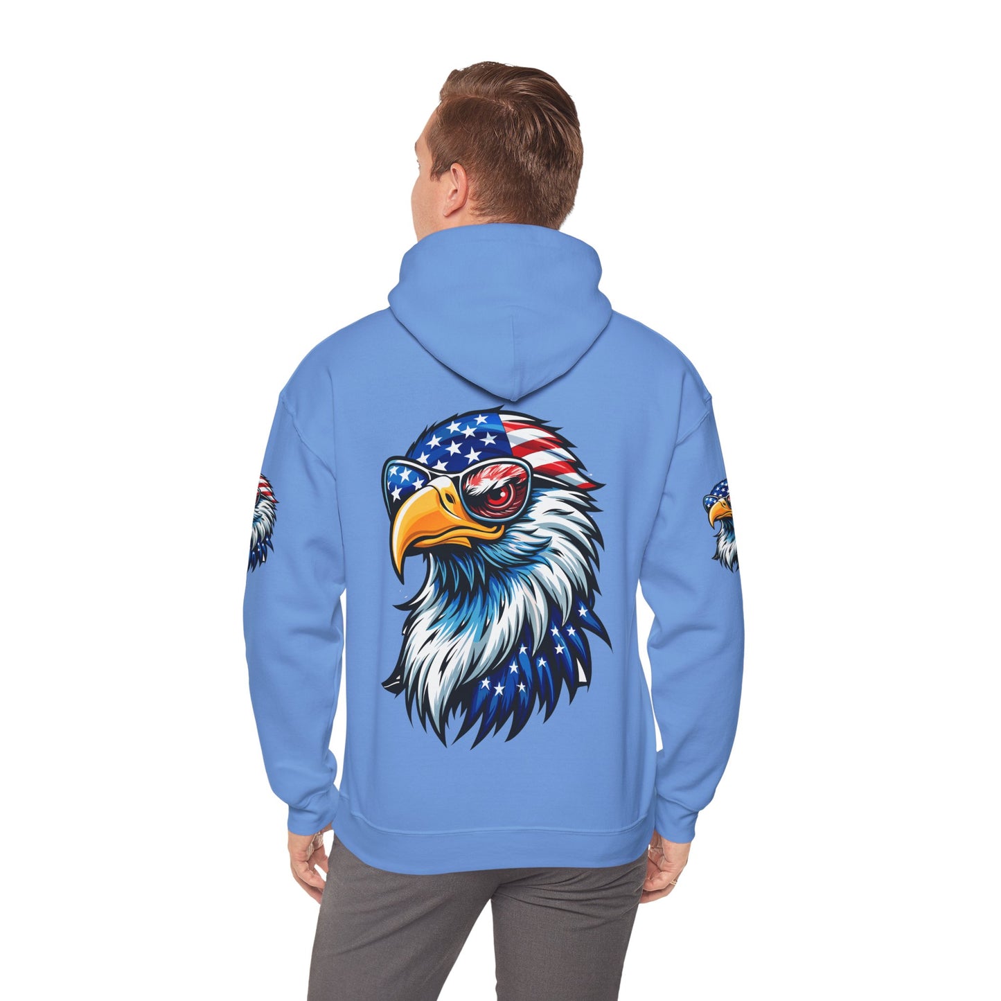 Princess Grace Patriotic Eagle Hoodie Unisex Heavy Blend Sweatshirt with USA Flag Design