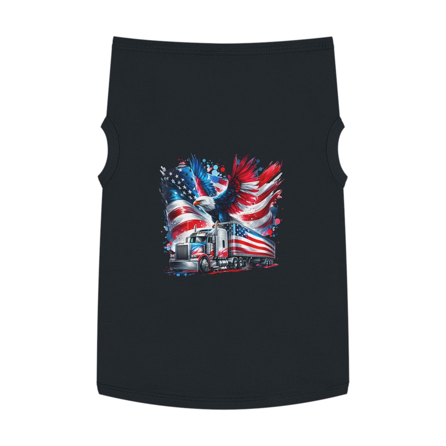 Princess Grace Patriotic Pet Tank Top with Eagle and Truck Design
