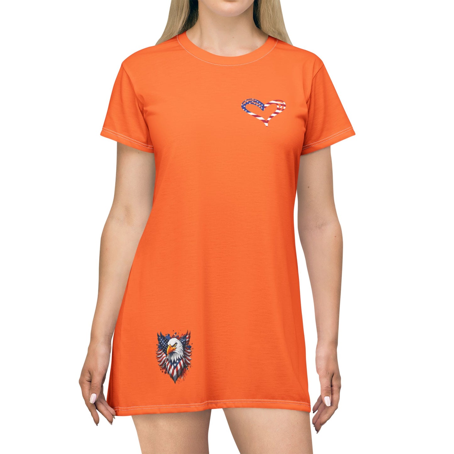 Princess Grace Patriotic Heart T-Shirt Dress for Summer Celebrations