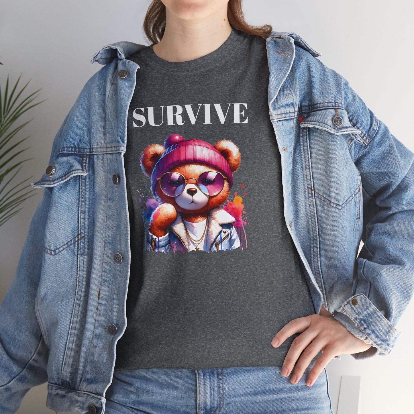 Princess Grace Survive Bear Graphic Tee Unisex Heavy Cotton T-Shirt