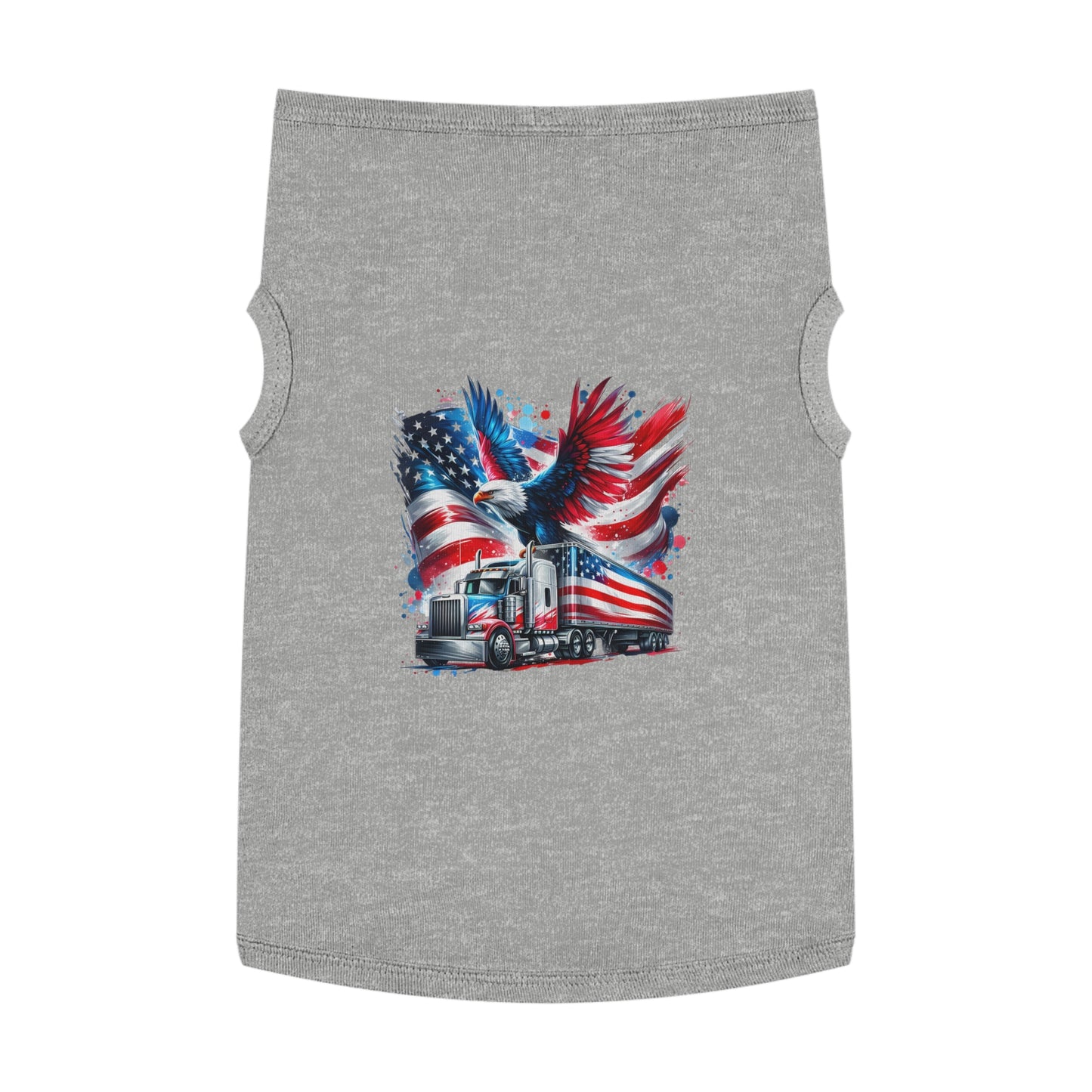 Princess Grace Patriotic Pet Tank Top with Eagle and Truck Design