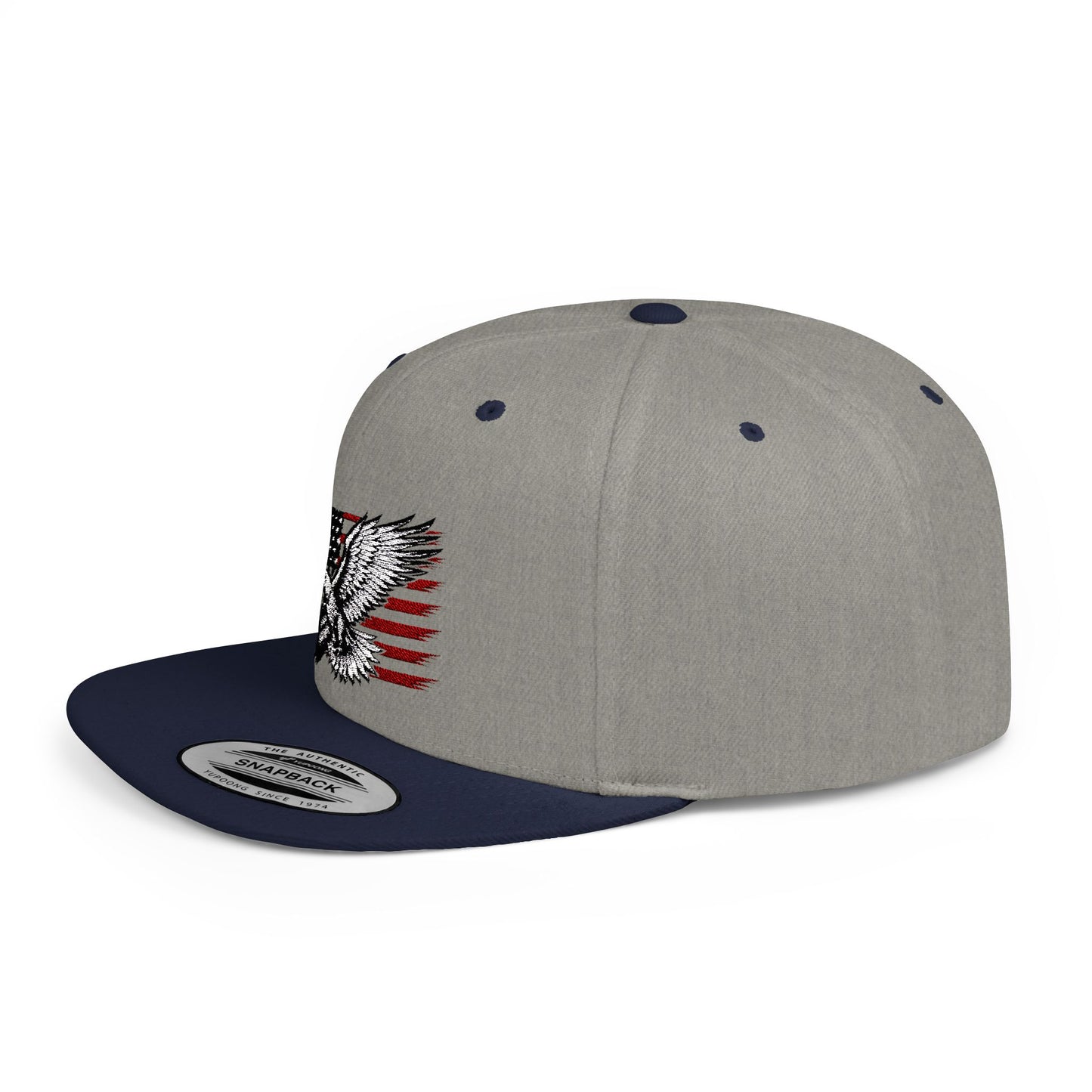 Princess Grace Eagle Embroidered Flat Bill Snapback Hat Patriotic Style for Outdoor Enthusiasts