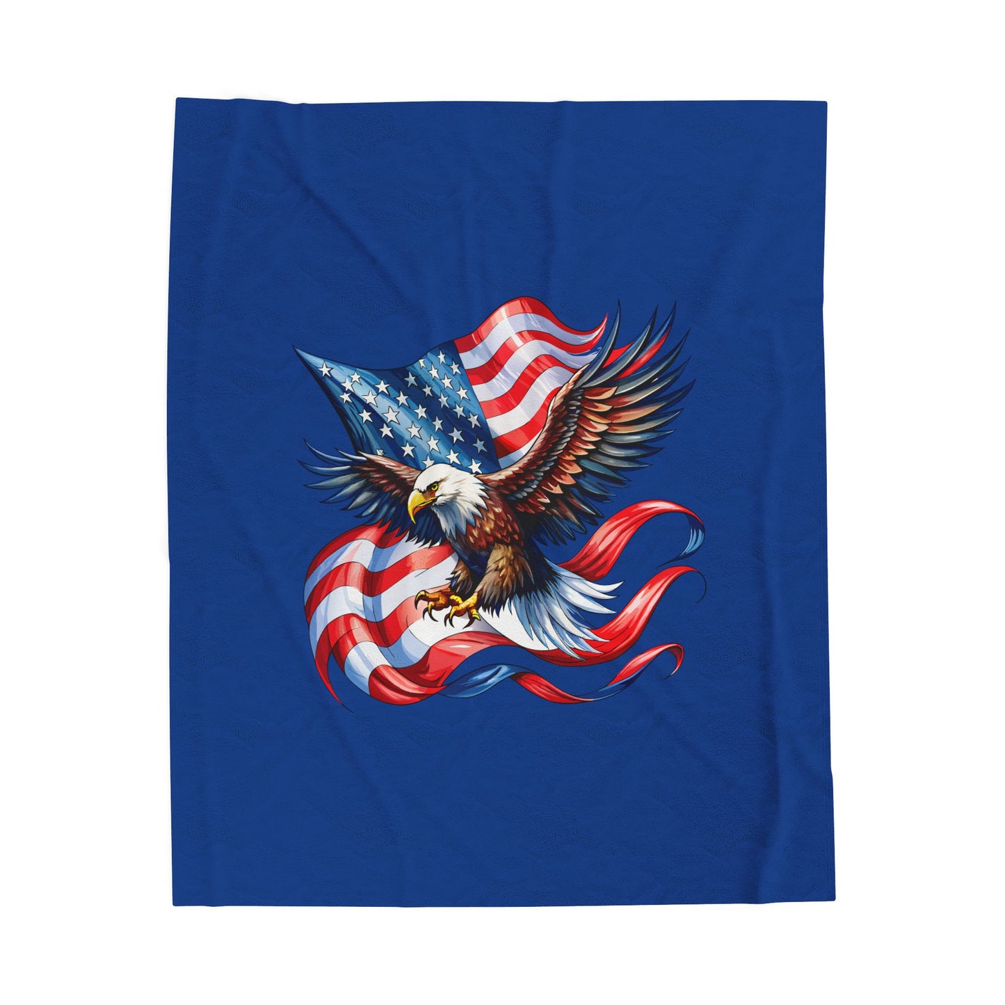 Princess Grace Patriotic Eagle Velveteen Plush Blanket Cozy Americana Decor