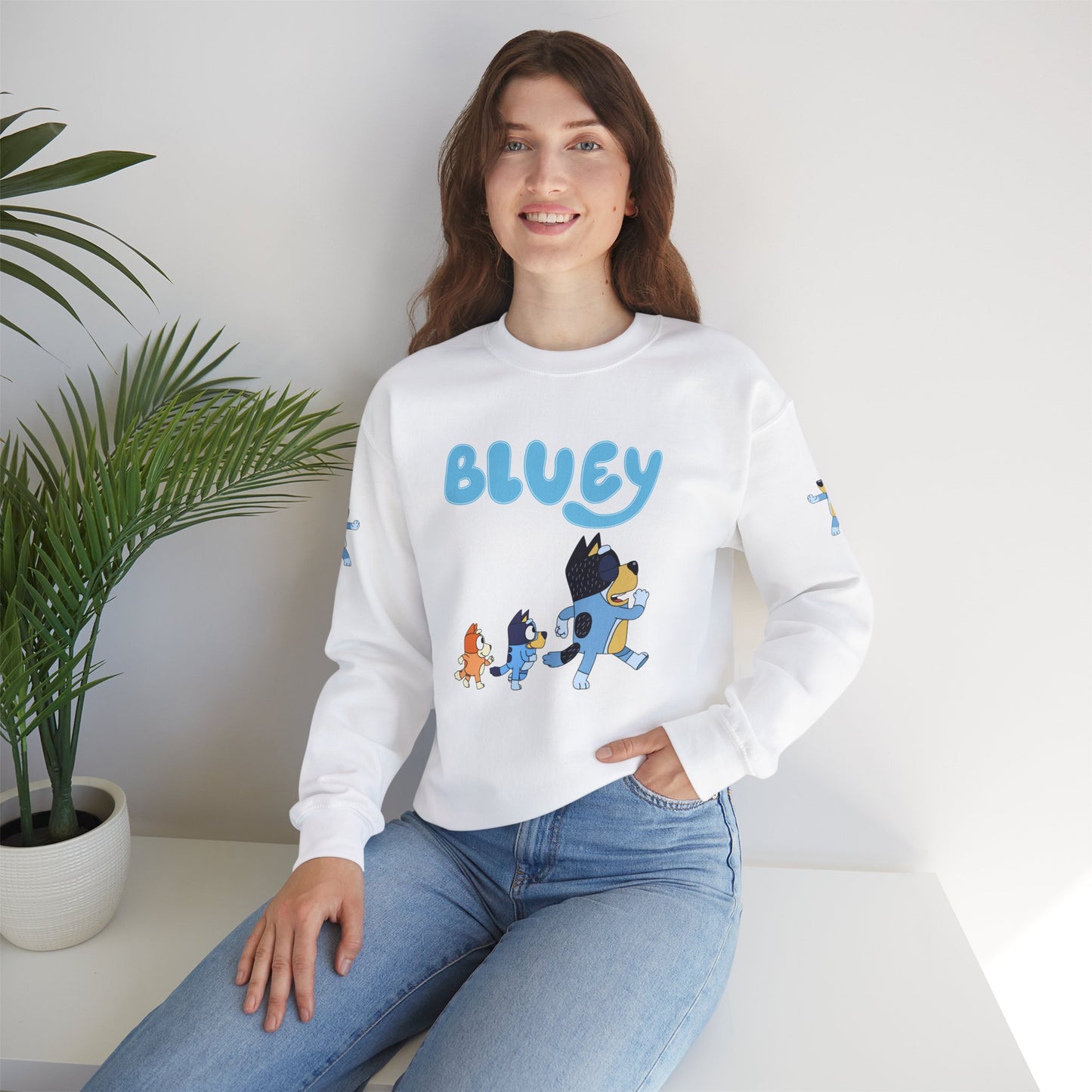 Princess Grace Bluey Family Unisex Crewneck Sweatshirt Cozy Cartoon Apparel