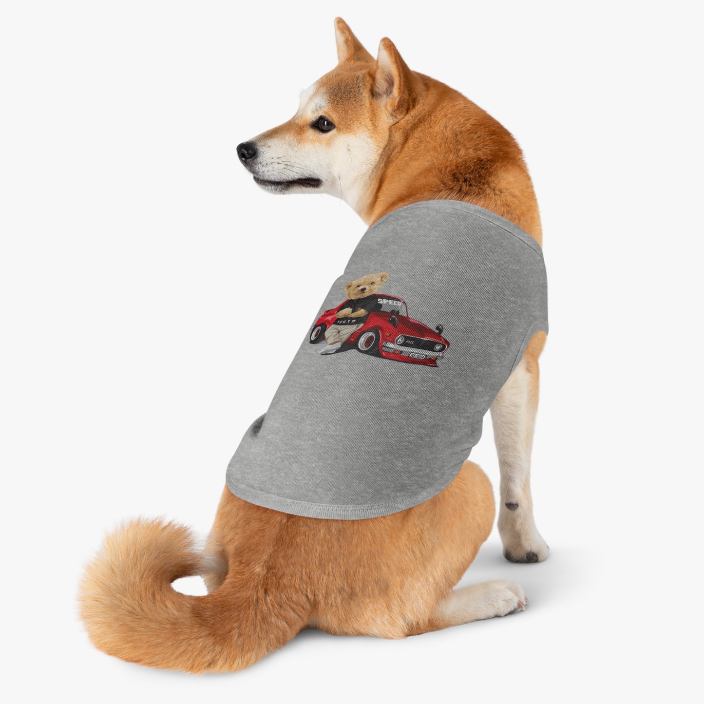 Princess CUTE Pet Tank Top with Racing Bear Graphic Perfect for Playful Pets