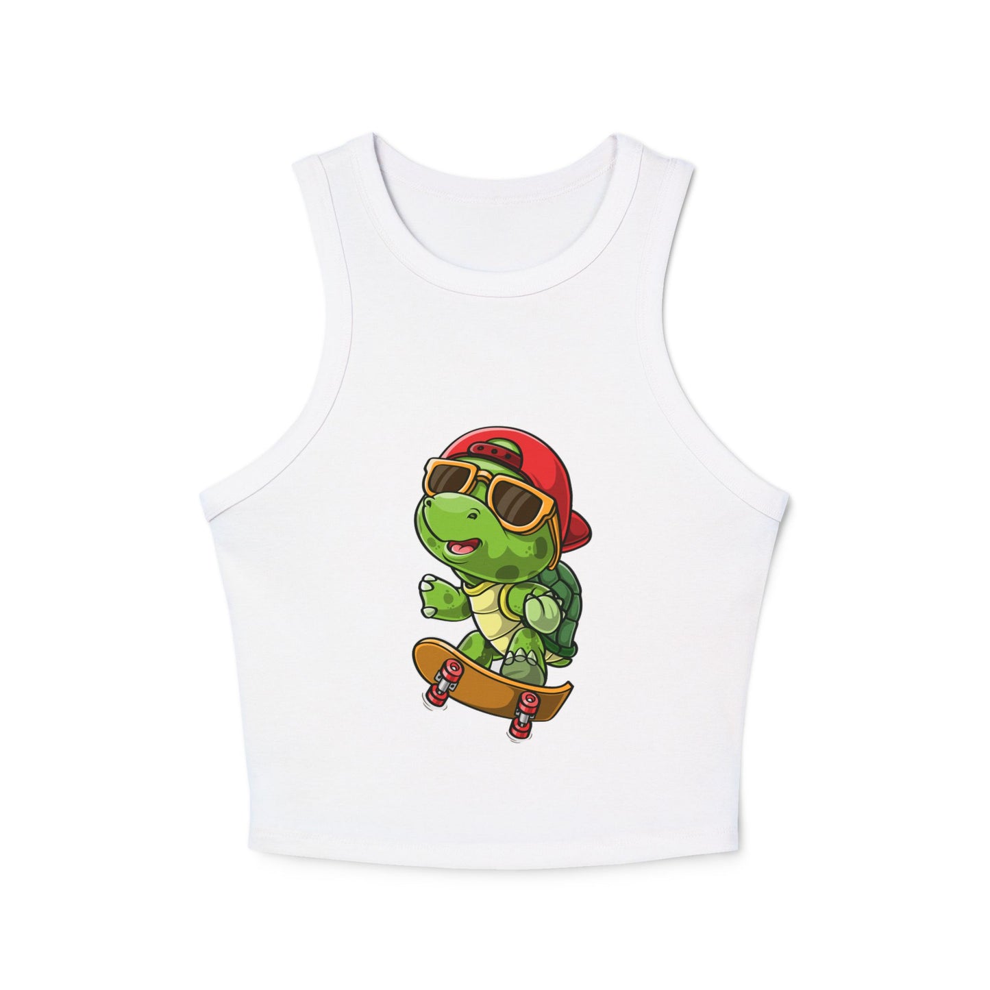 Princess Grace Cool Skateboarding Turtle Women's Racer Tank Top Cute Design for Summer Vibes