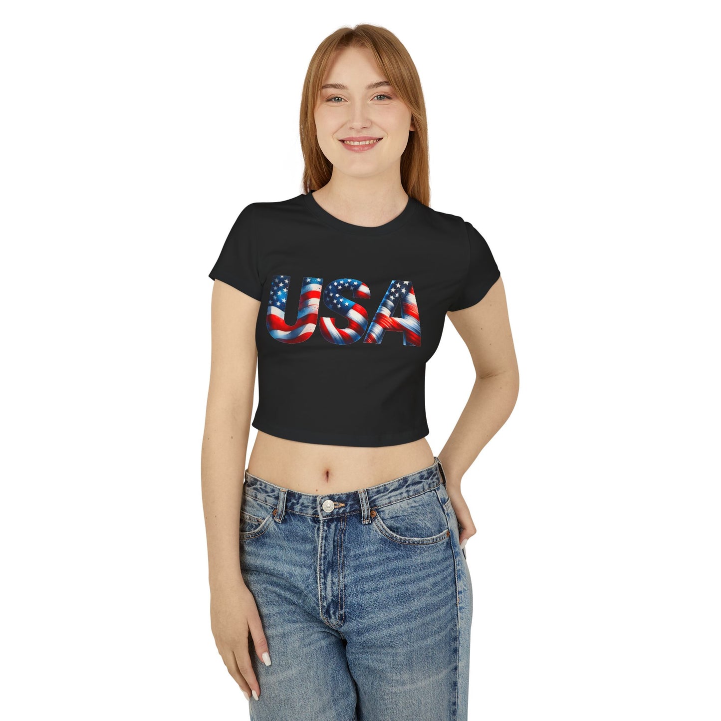 Princess Grace Patriotic USA Women's Baby Tee Celebrate Independence Day in Style