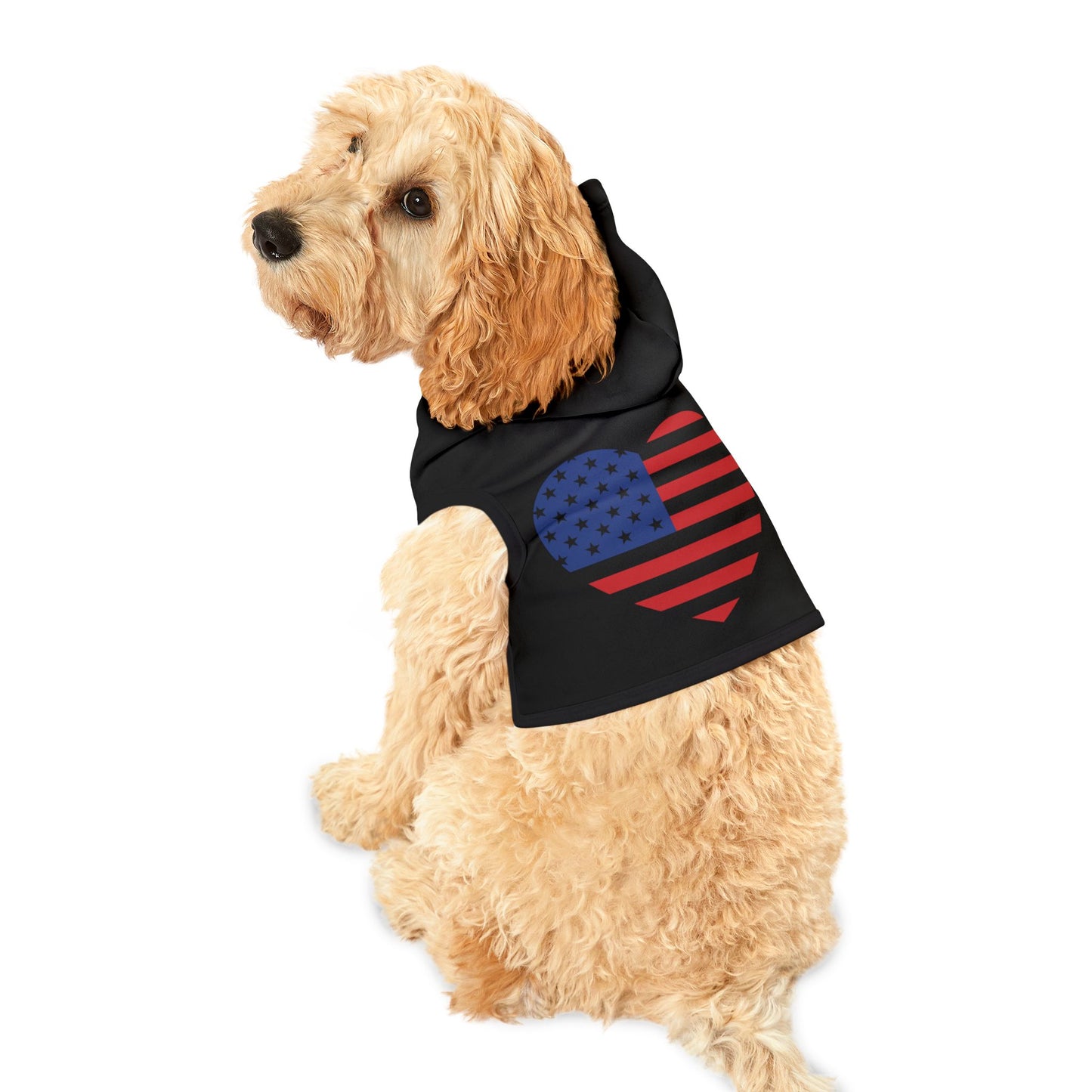 Princess Grace Patriotic Pet Hoodie American Heart Design for Dogs and Cats