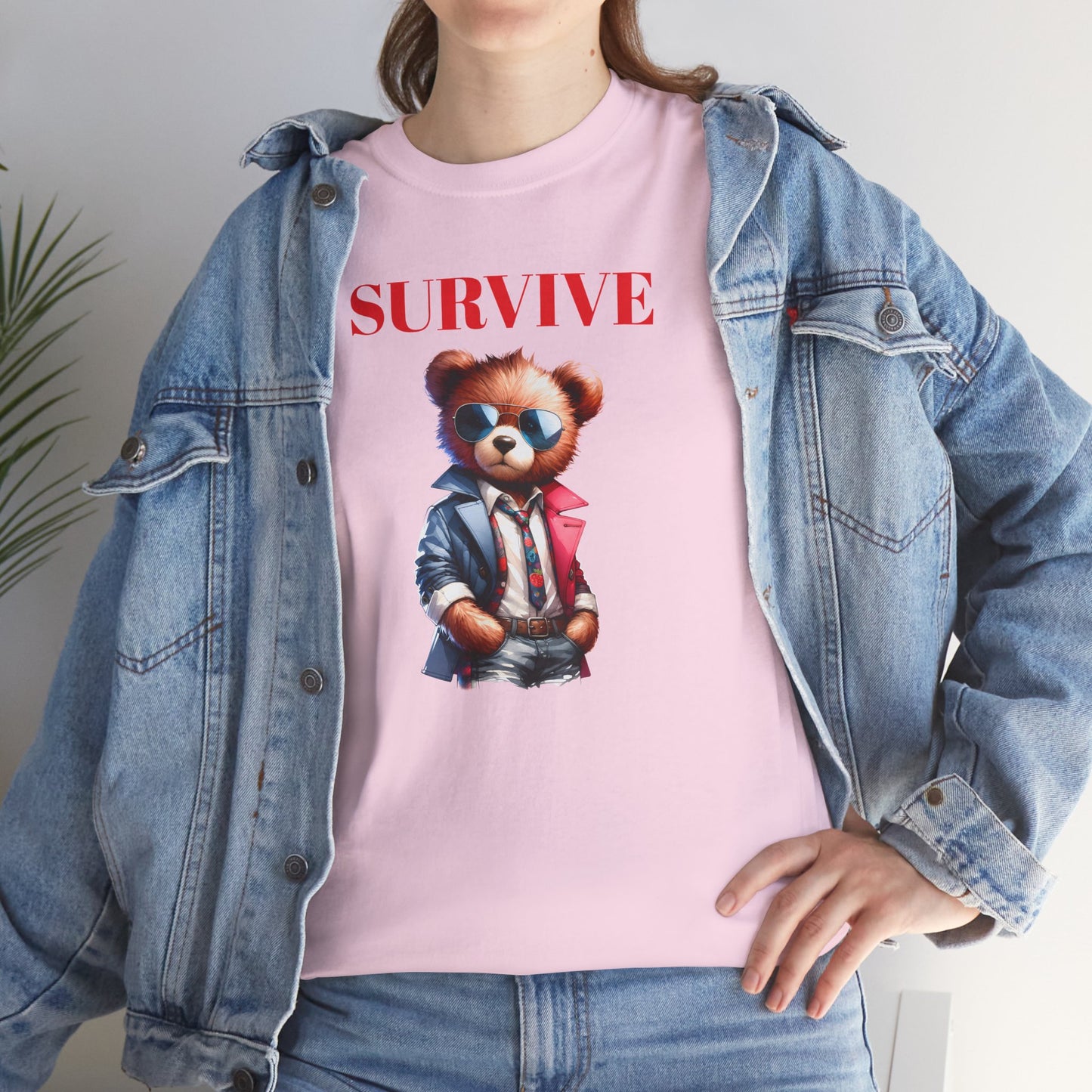 Princess Grace Survive Teddy Bear Unisex Heavy Cotton Tee