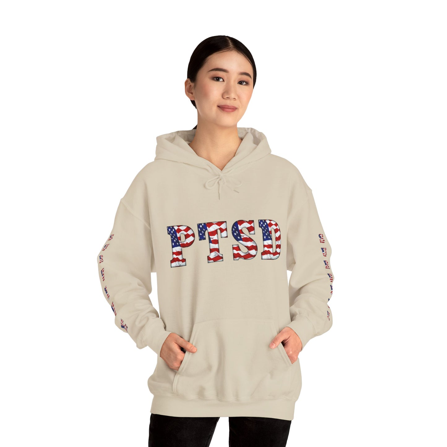 Princess Grace PTSD Awareness Unisex Heavy Blend Hoodie Support Survivors with American Flag Design