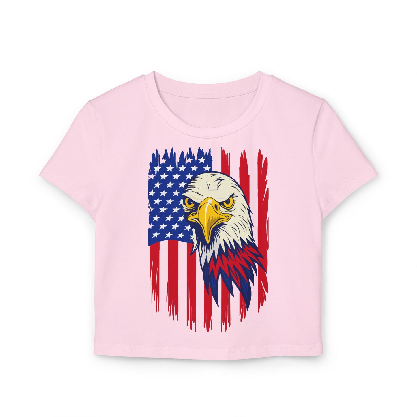 Princess Grace Patriotic Eagle Women's Baby Tee USA Graphic T-Shirt for Independence Day