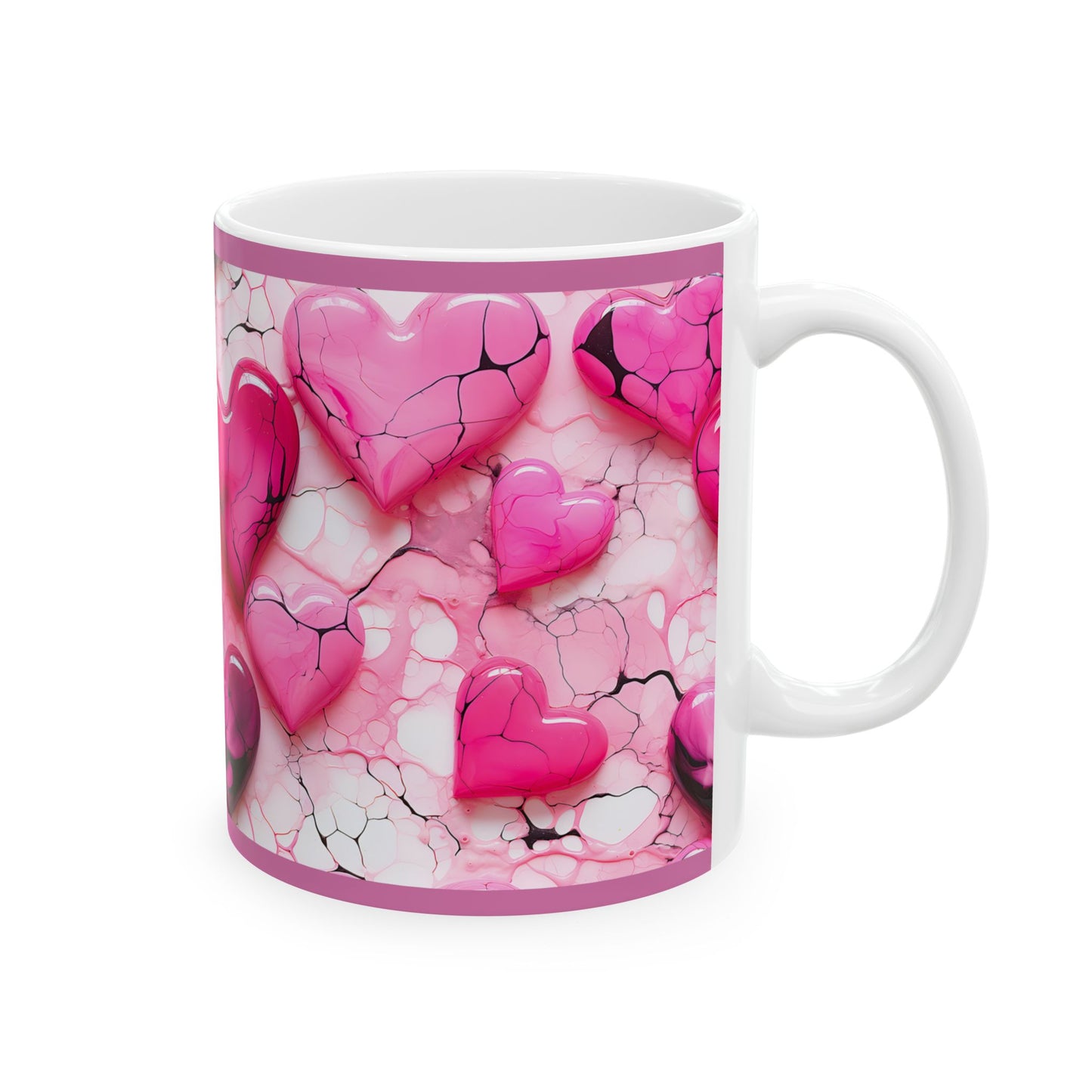 Princess Grace Pink Heart Ceramic Mug 11oz & 15oz Perfect Gift for Valentine's Day & Love Celebrations