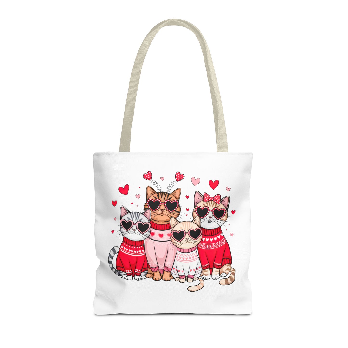 Princess Grace Cute Cat Lover Tote Bag Stylish and Playful Red Heart Design