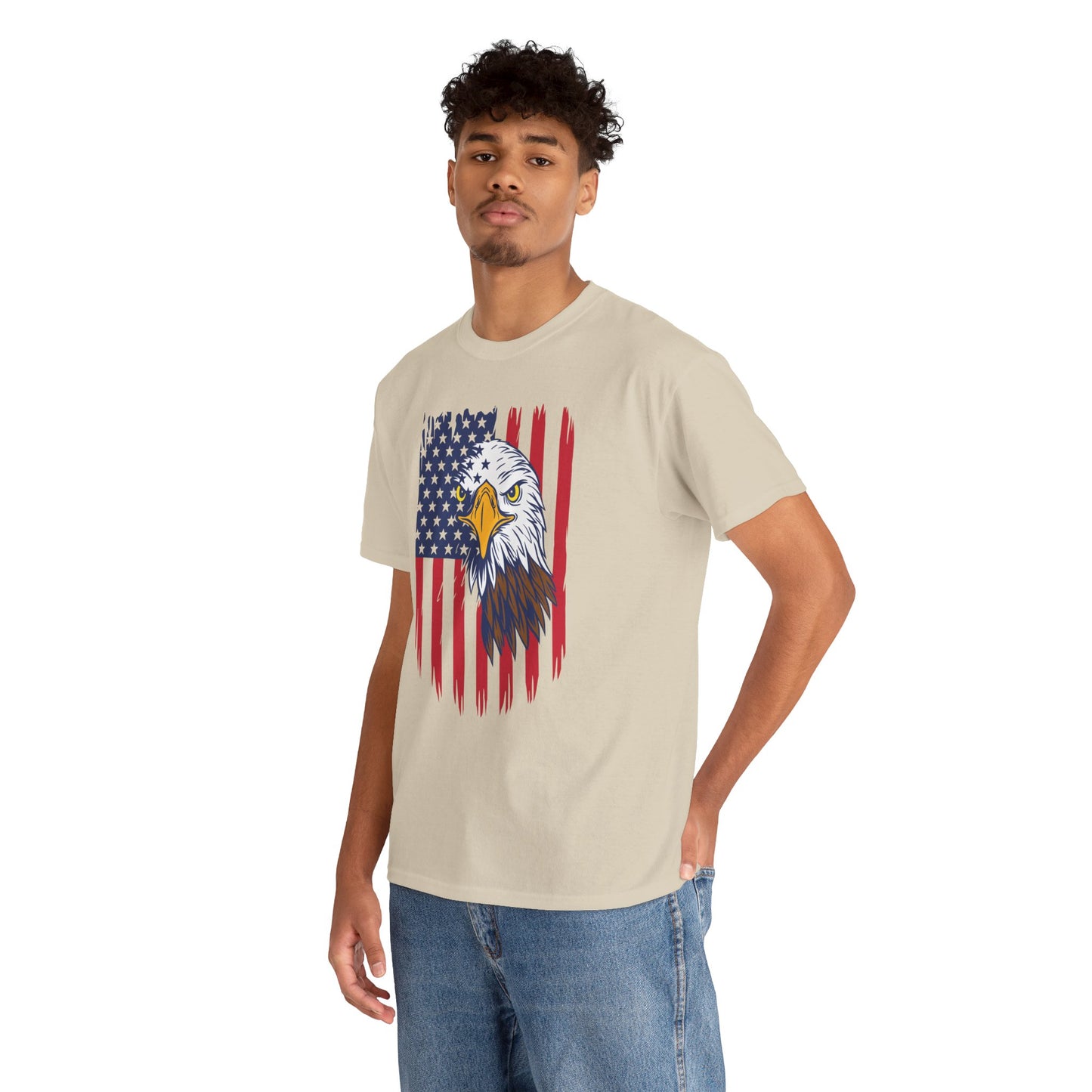 Princess Grace Eagle & American Flag Unisex Heavy Cotton Tee Patriotic Apparel for All Occasions