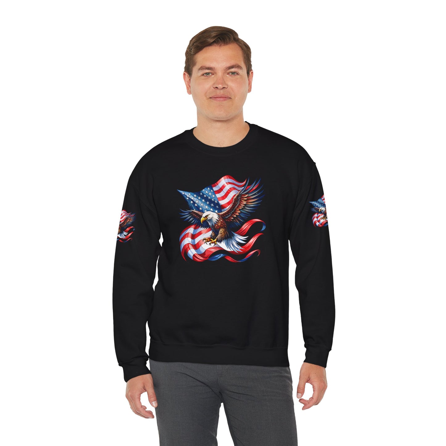 Princess Grace Patriotic Eagle Crewneck Sweatshirt Unisex Heavy Blend Perfect for Independence Day and Memorial Day