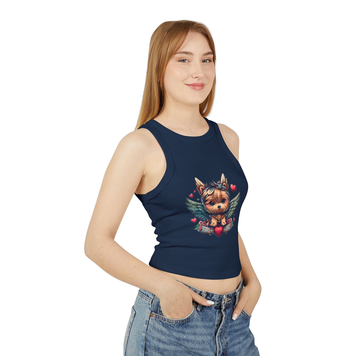 Princess Grace Cute Puppy Graphic Racerback Tank Top for Dog Lovers