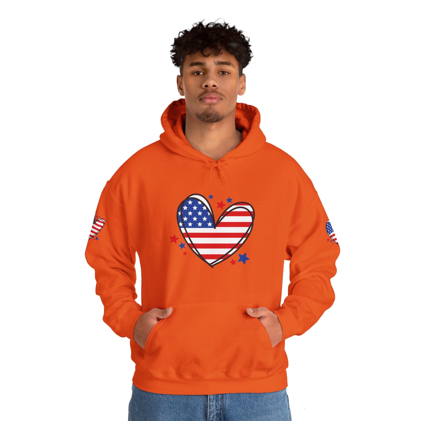 Princess Grace Patriotic Heart Hoodie Unisex Heavy Blend Hooded Sweatshirt for Independence Day & Year Round Love