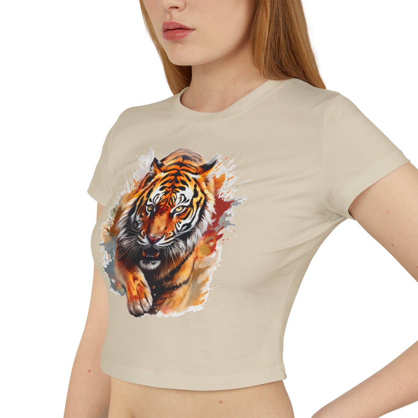 Princess Grace Fierce Tiger Women's Baby Tee Cute Graphic Shirt for Animal Lovers