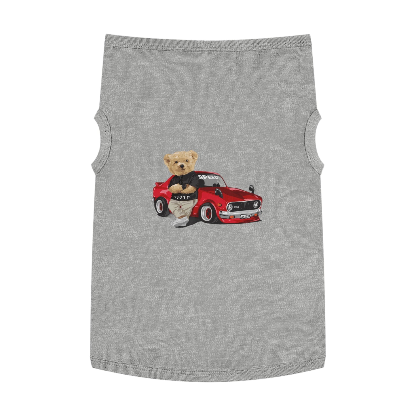 Princess CUTE Pet Tank Top with Racing Bear Graphic Perfect for Playful Pets