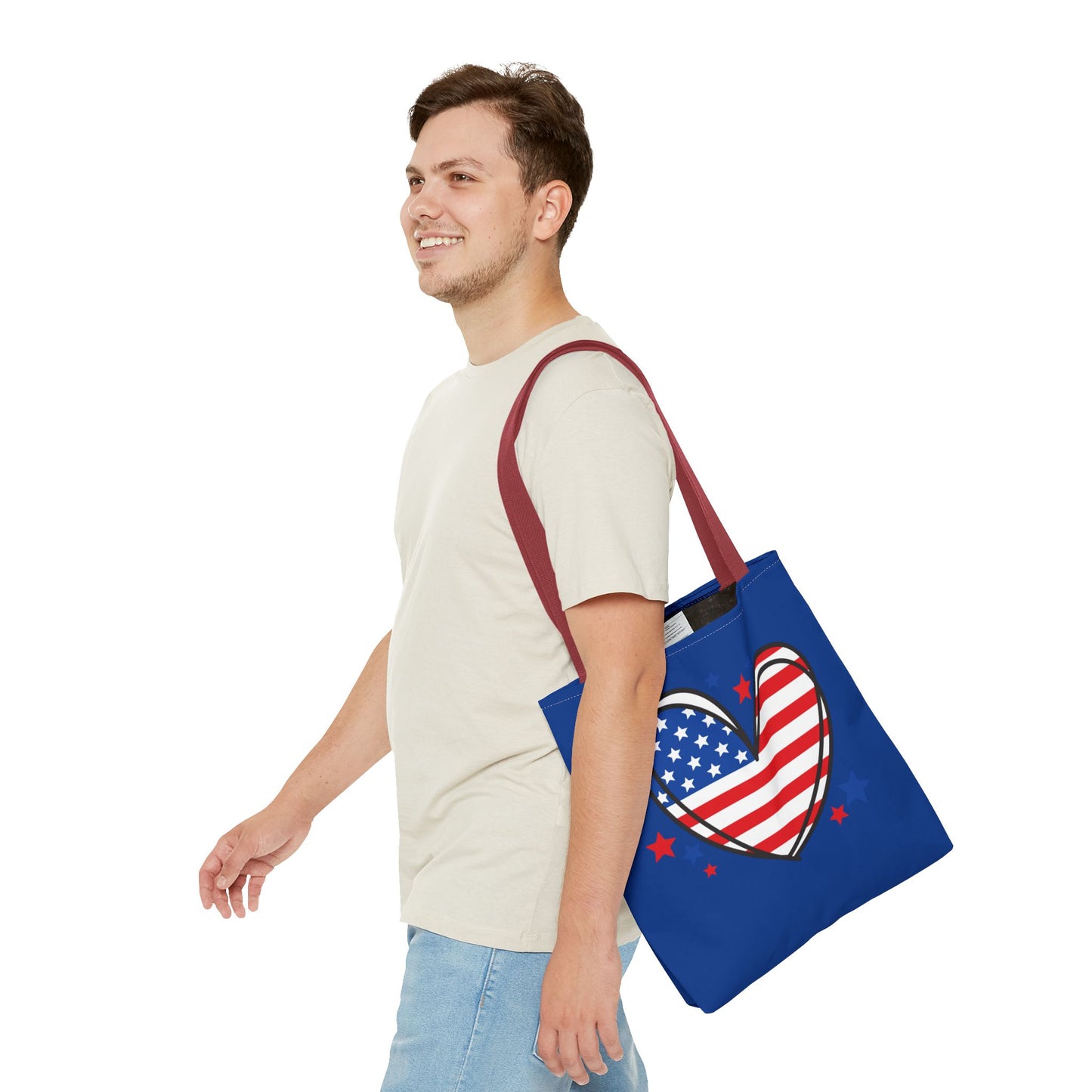 Princess Grace Patriotic Heart Tote Bag USA Flag Design for Independence Day