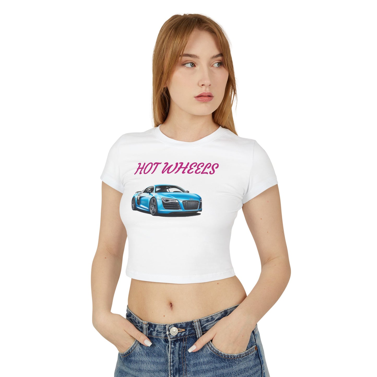 Princess Grace Women's Baby Tee Hot Wheels Graphic Car Shirt for Car Enthusiasts