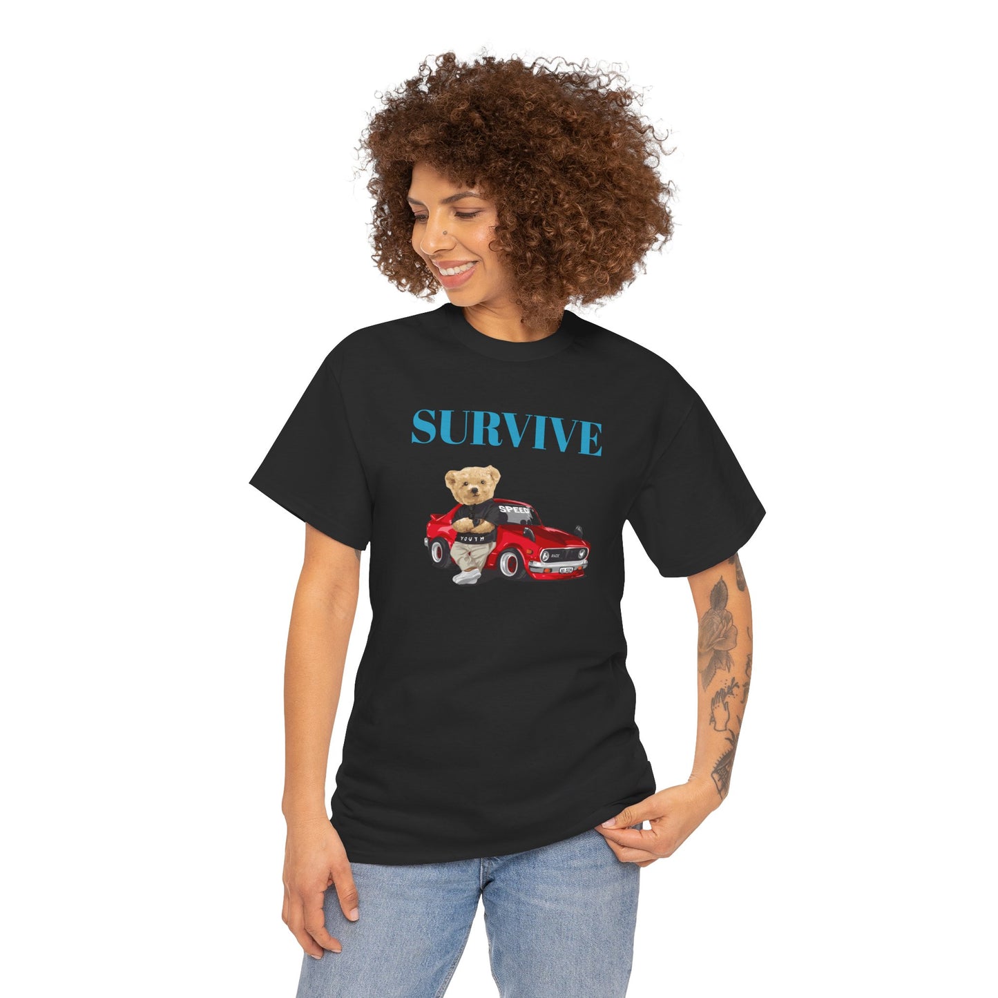Princess Grace Survive Bear Graphic Unisex Heavy Cotton Tee