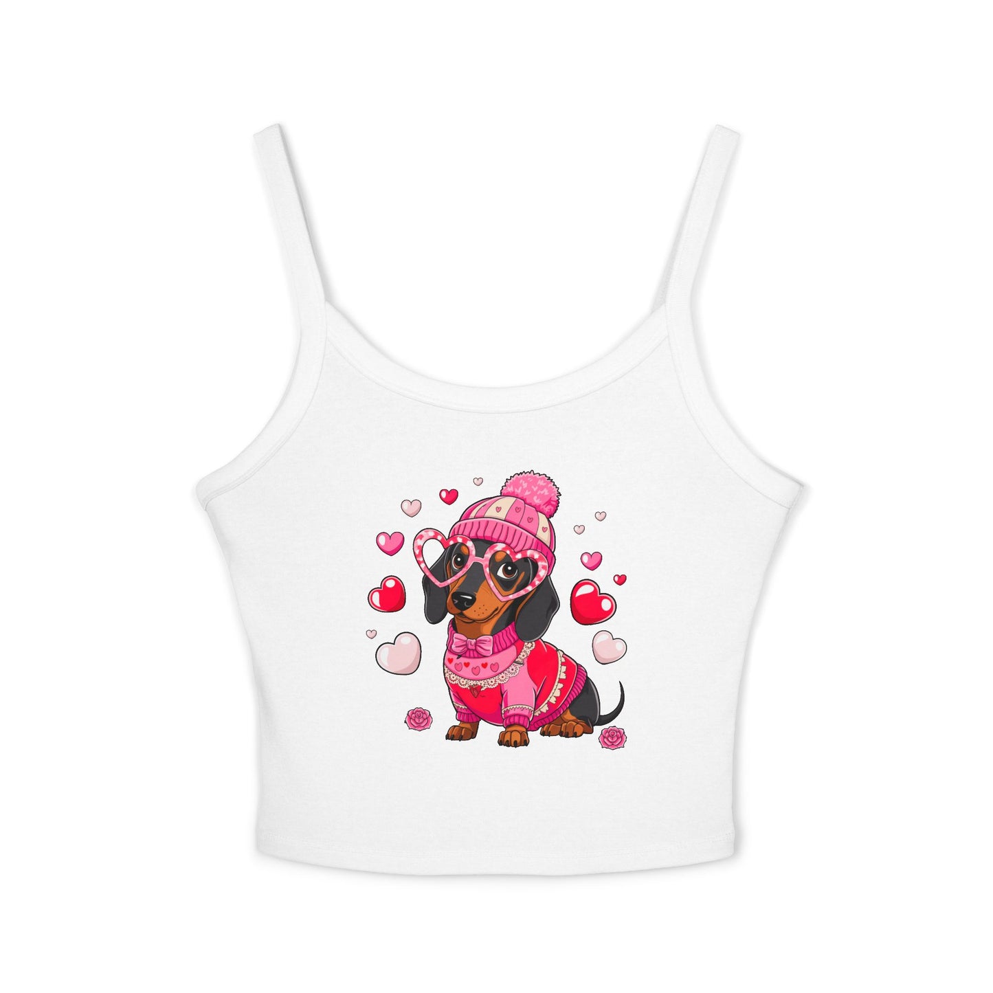 Princess Grace Cute Dachshund Love Women's Spaghetti Strap Tank Top