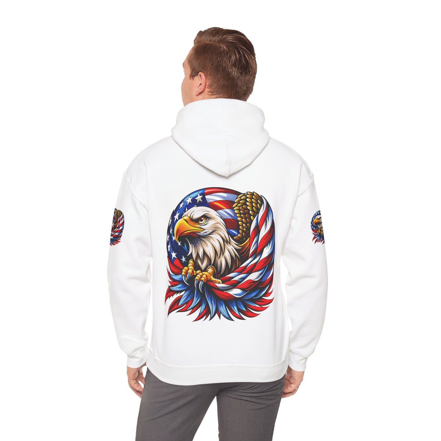 Princess Grace Patriotic Eagle Hoodie Unisex Heavy Blend Sweatshirt with American Flag Design