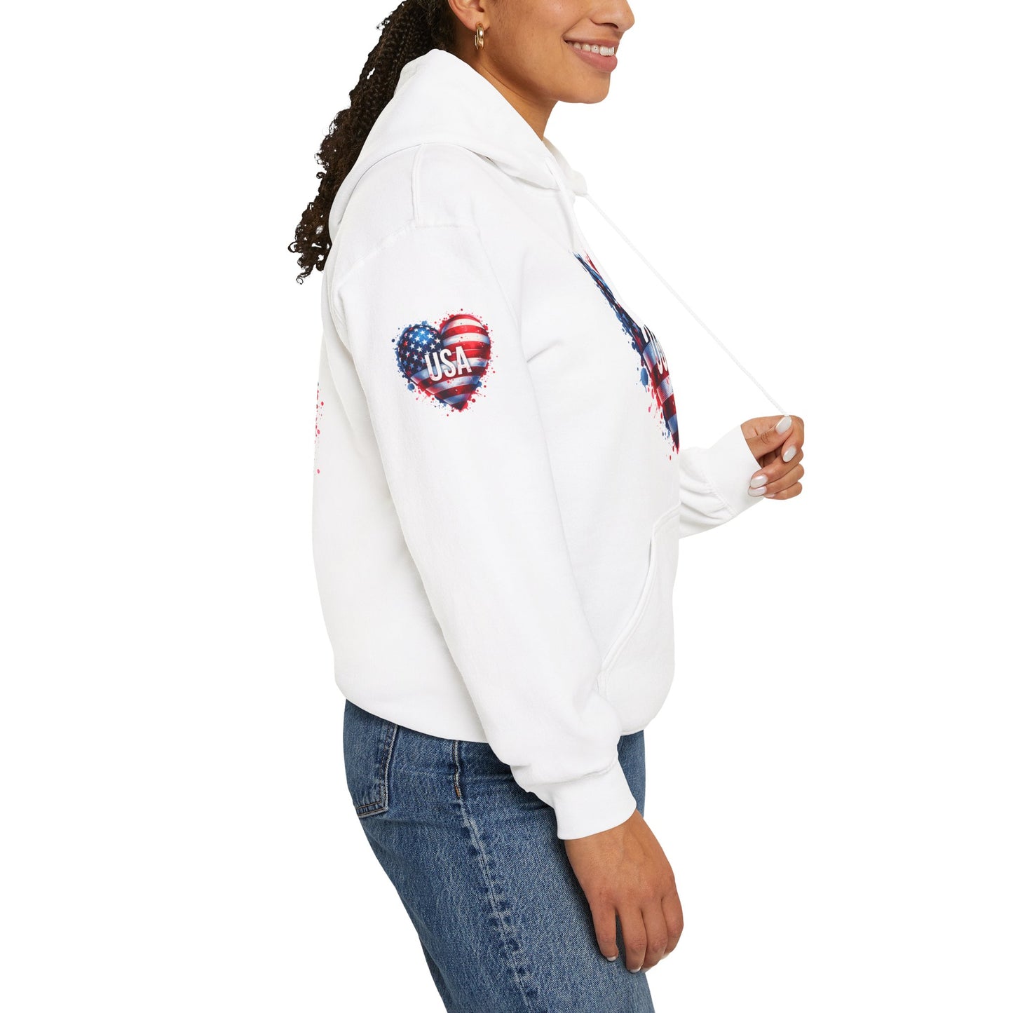 Princess Grace Patriotic Heart Hoodie for USA Lovers Unisex Heavy Blend