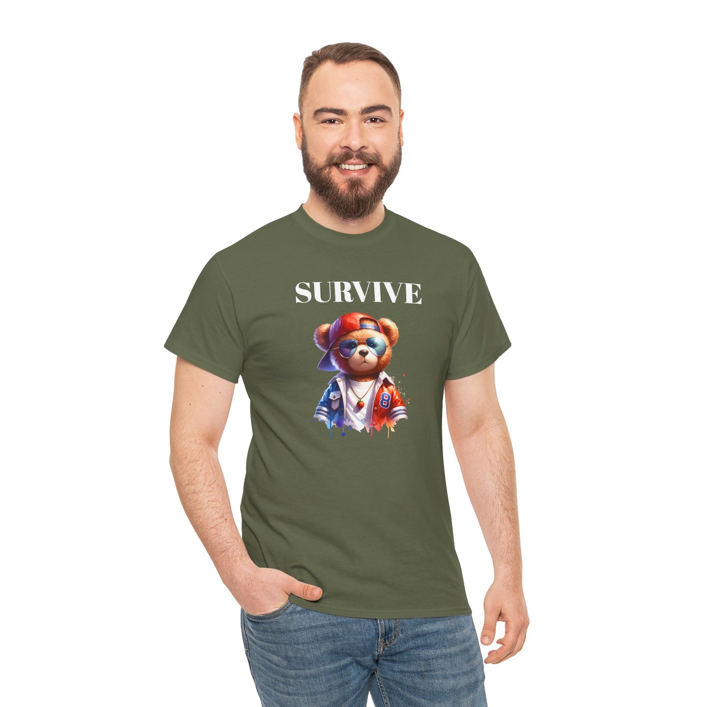Princess Grace Cool Survive Bear Unisex Heavy Cotton Tee