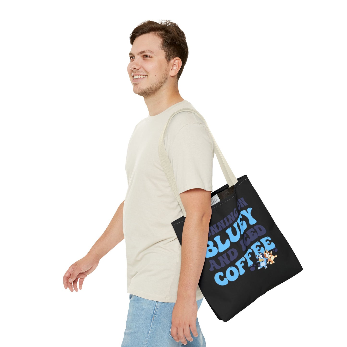 Princess Grace Running on Bluey and Iced Coffee Tote Bag Fun & Functional for Moms and Kids
