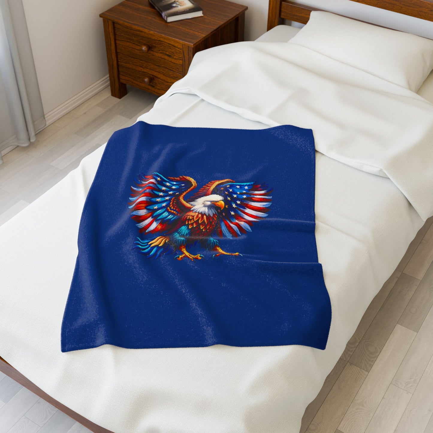 Princess Grace Patriotic Eagle Velveteen Plush Blanket Comfortable Soft Throw for Independence Day and Outdoor Events