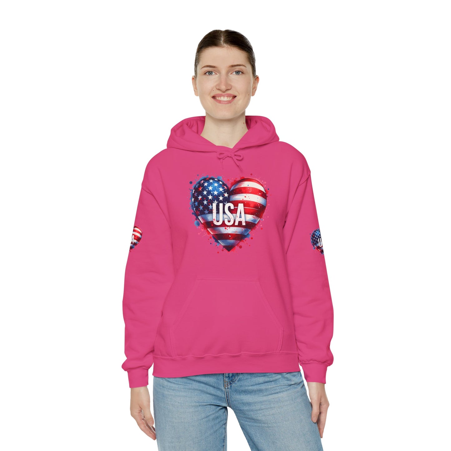 Princess Grace Patriotic Heart Hoodie for USA Lovers Unisex Heavy Blend