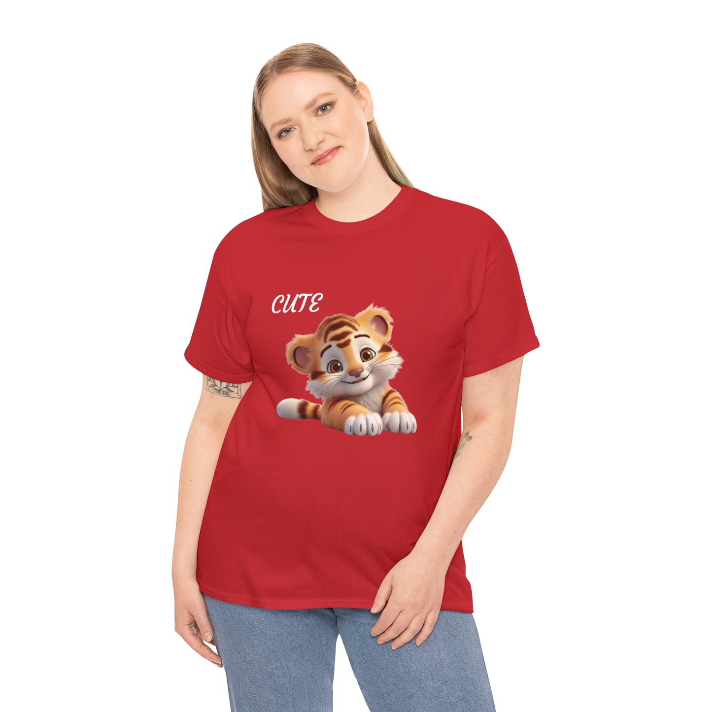 Princess Grace Cute Tiger Graphic Unisex Heavy Cotton Tee Perfect for Animal Lovers