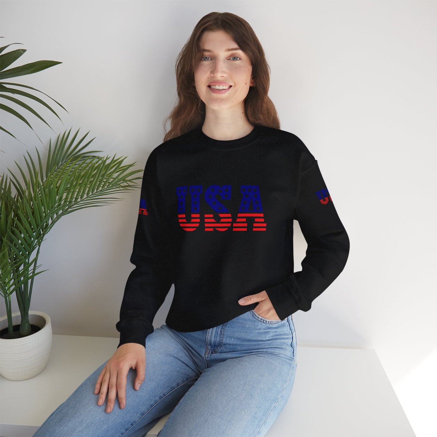 Princess Grace Patriotic USA Unisex Crewneck Sweatshirt Perfect for Independence Day Casual Wear